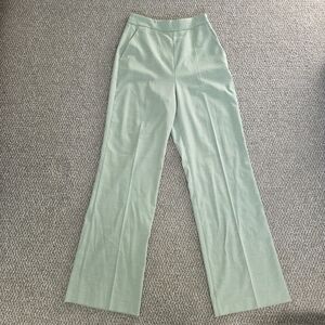 NWT Zara Pistachio Green Textured Wide Leg Pants